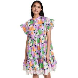 CeliaB Yvette Dress Women's Size Medium Floral Flutter Sleeve Mini Dress